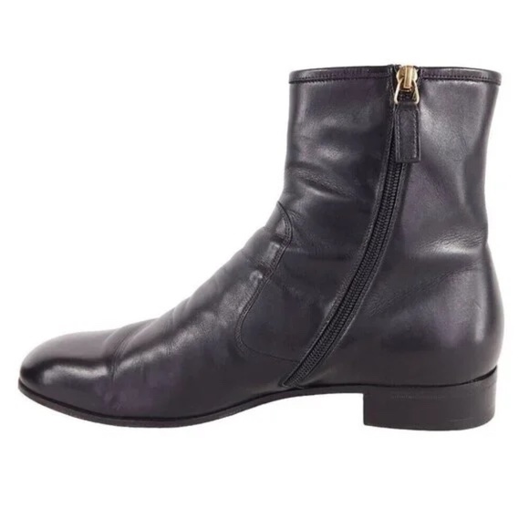 Gucci Black Bonny Leather Logo Zipper Boots Size 9 - Picture 3 of 8